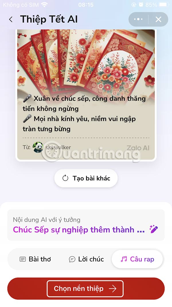 Chọn nền thiệp