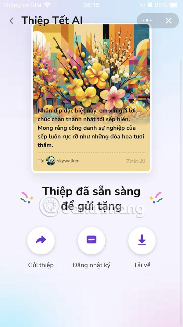 Thiệp chúc Tết trên Zalo