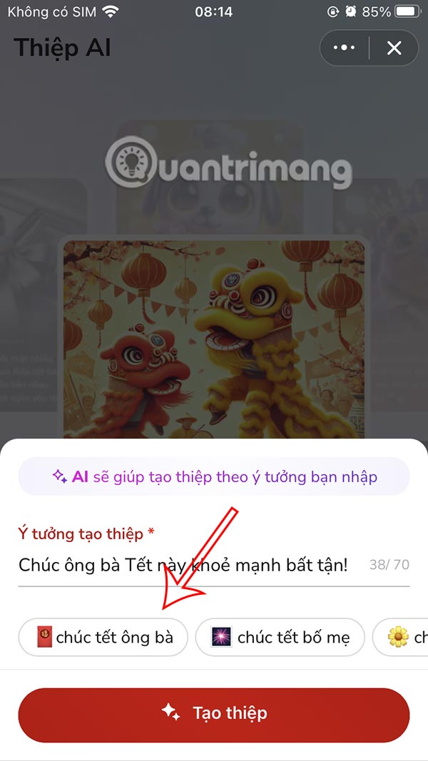 Chọn đối tượng gửi thiệp Tết