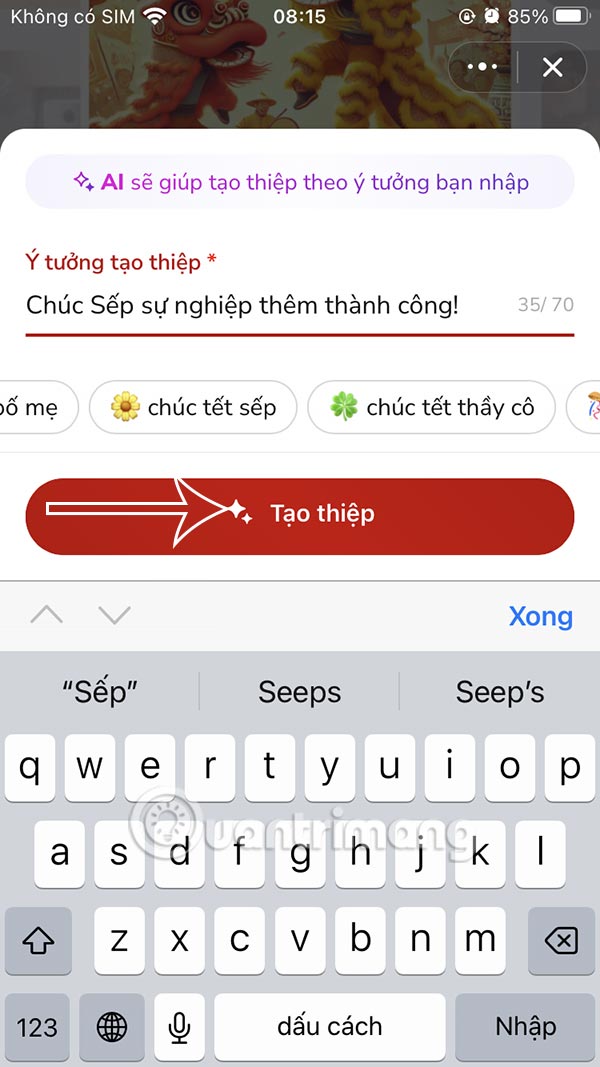 Tạo thiệp Tết AI
