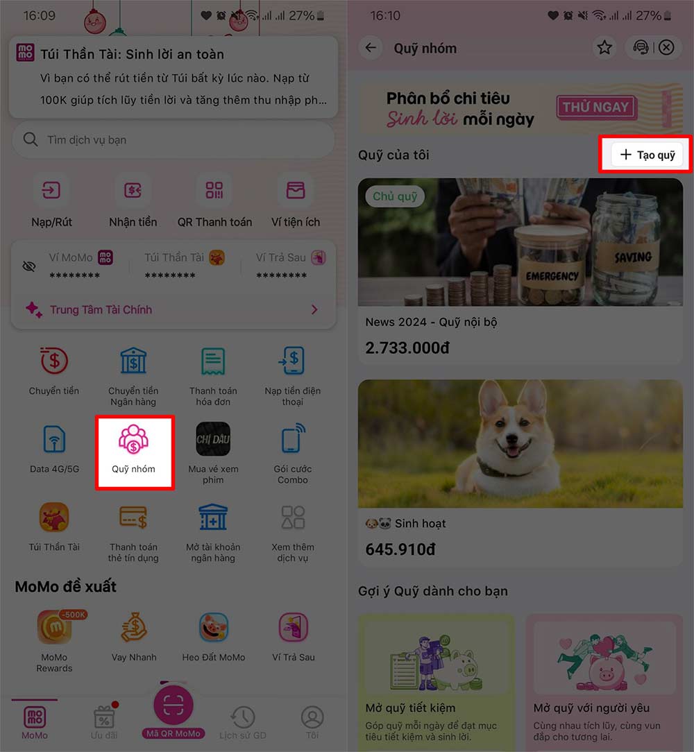 Create MOMO group fund
