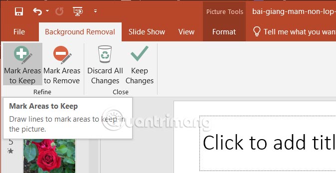 Select the image area on PowerPoint