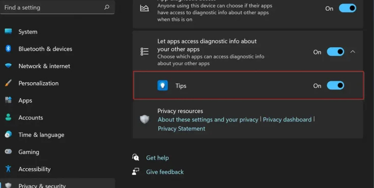 Turn off the specific app on Windows 11