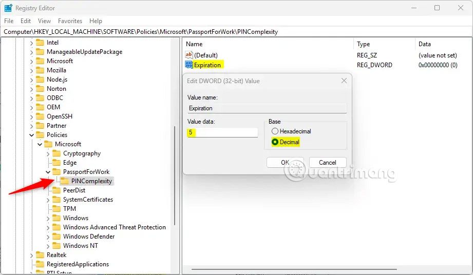 Adjust the Windows 11 PIN duration via Registry