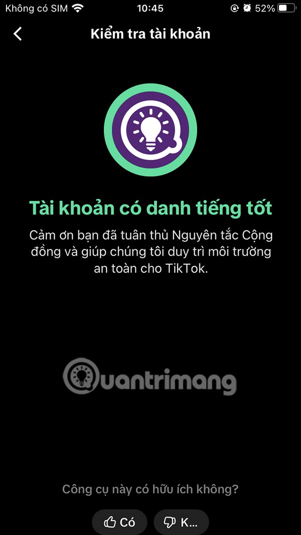 Notice of account status tiktok