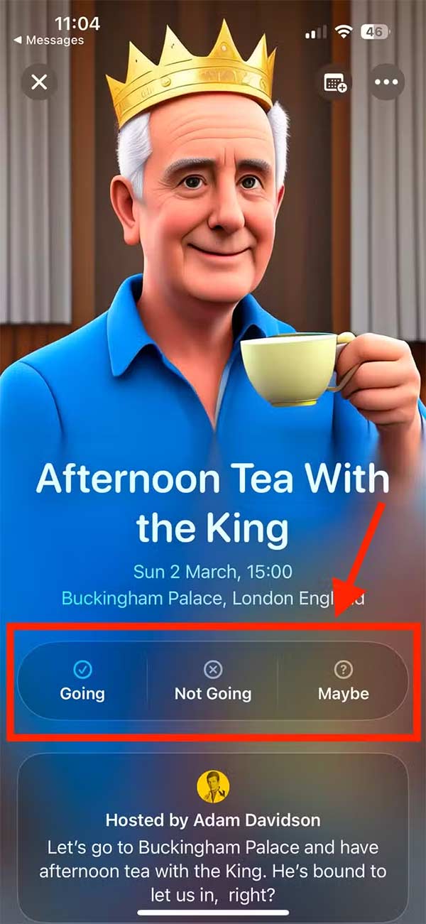Phản hồi lại lời mời sự kiện 