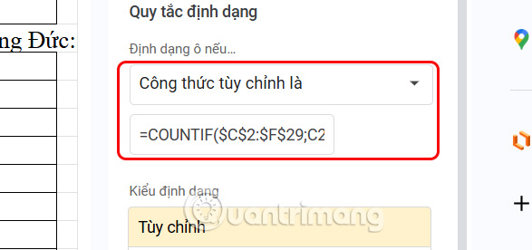 Công thức định dạng điều kiện