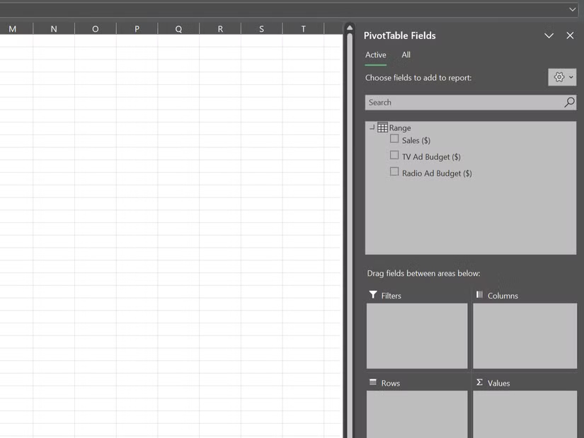 The Pivottable Report Bonel in Excel