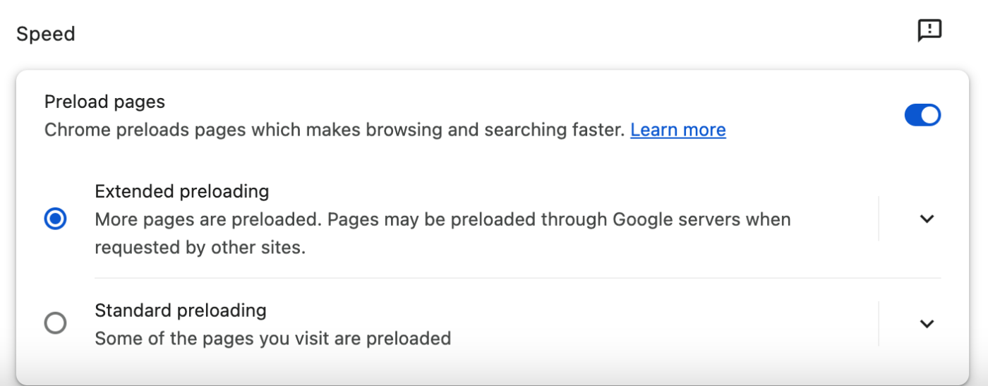 Extended Preloading in Chrome.