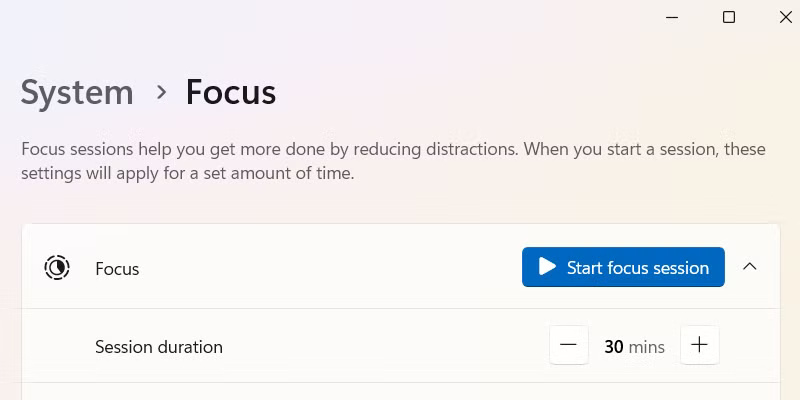 Start Focus Sessions on Windows.