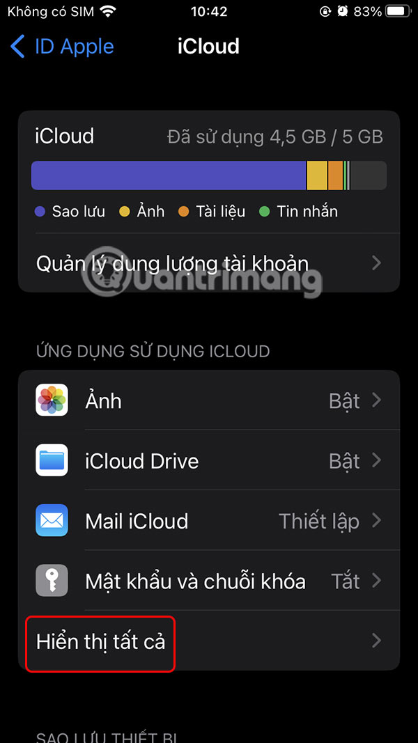 Hiển thị tất cả ứng dụng
