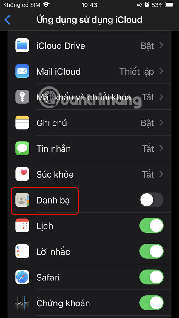 Danh bạ trên iCloud