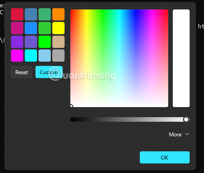 Bảng màu đổi tab Windows Terminal