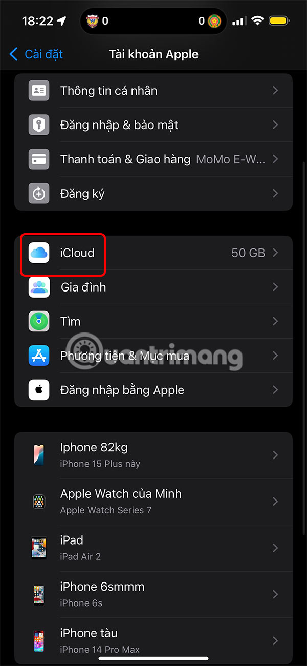 Thiết lập iCloud
