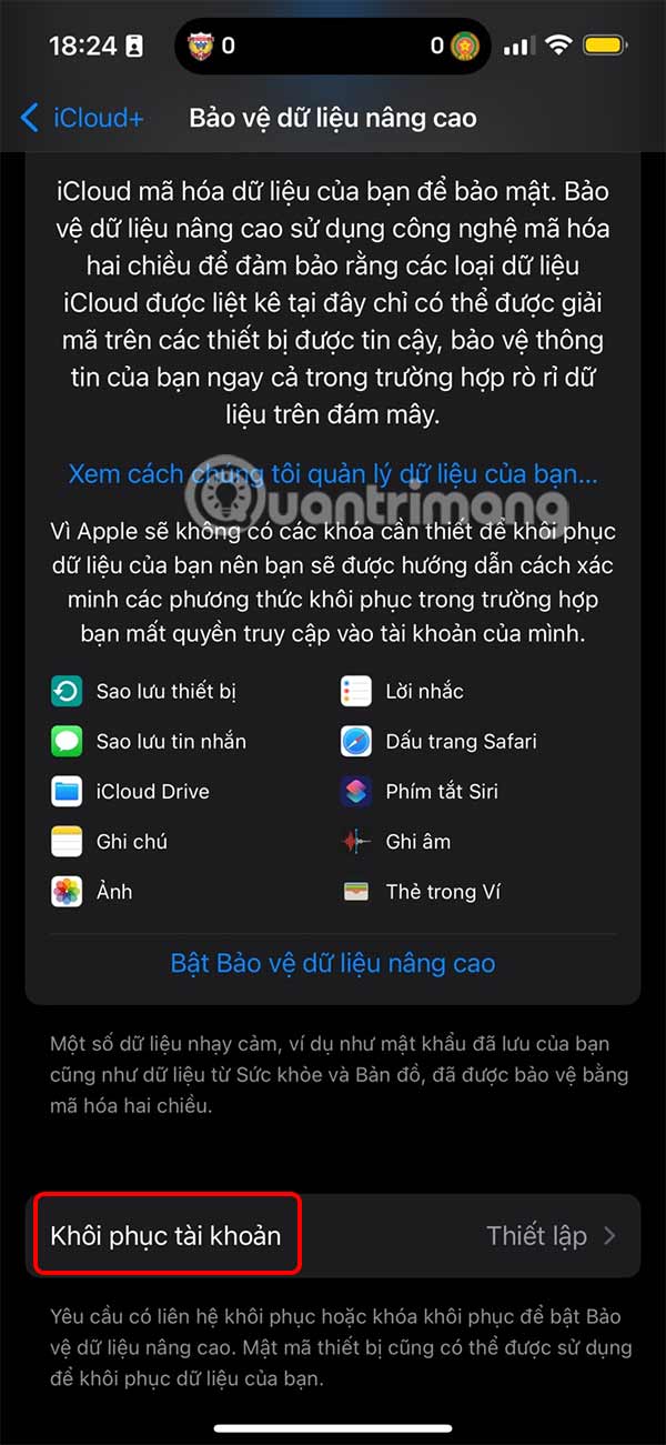 Khôi phục tài khoản