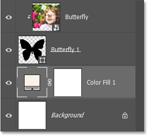 Bảng Layers của Photoshop hiển thị fill layer Solid Color mới.