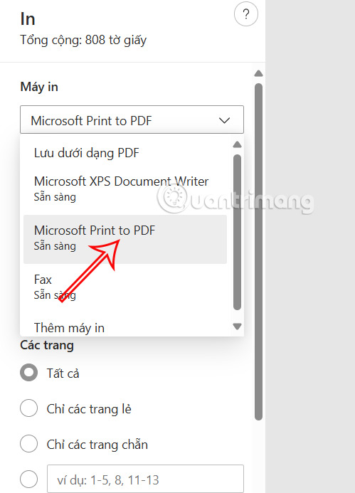 Dùng máy in Microsoft 