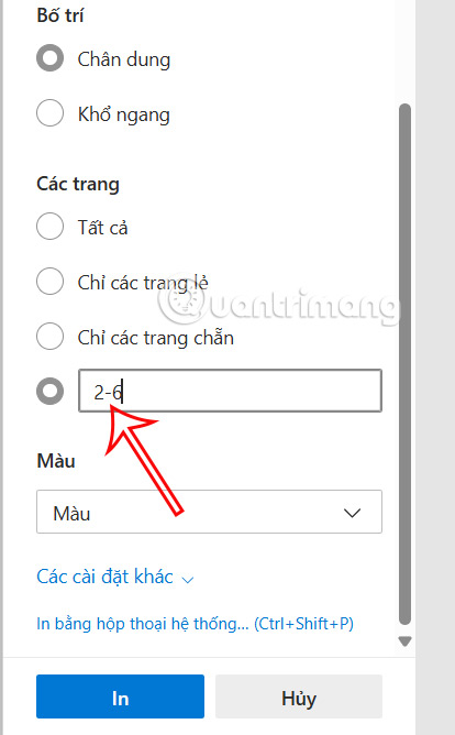 Nhập số trang muốn tách trong PDF