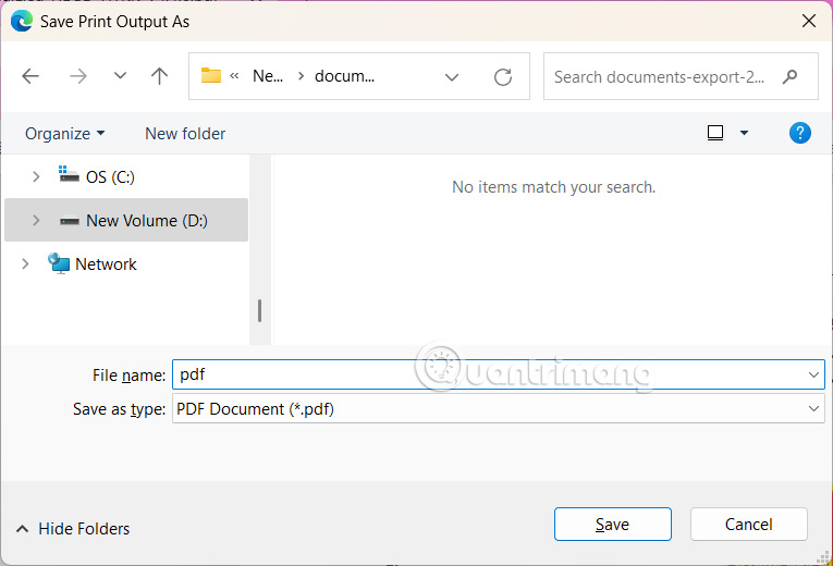 Chọn thư mục lưu file PDF