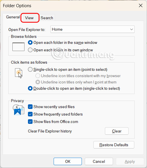 Chỉnh hiển thị File Explorer
