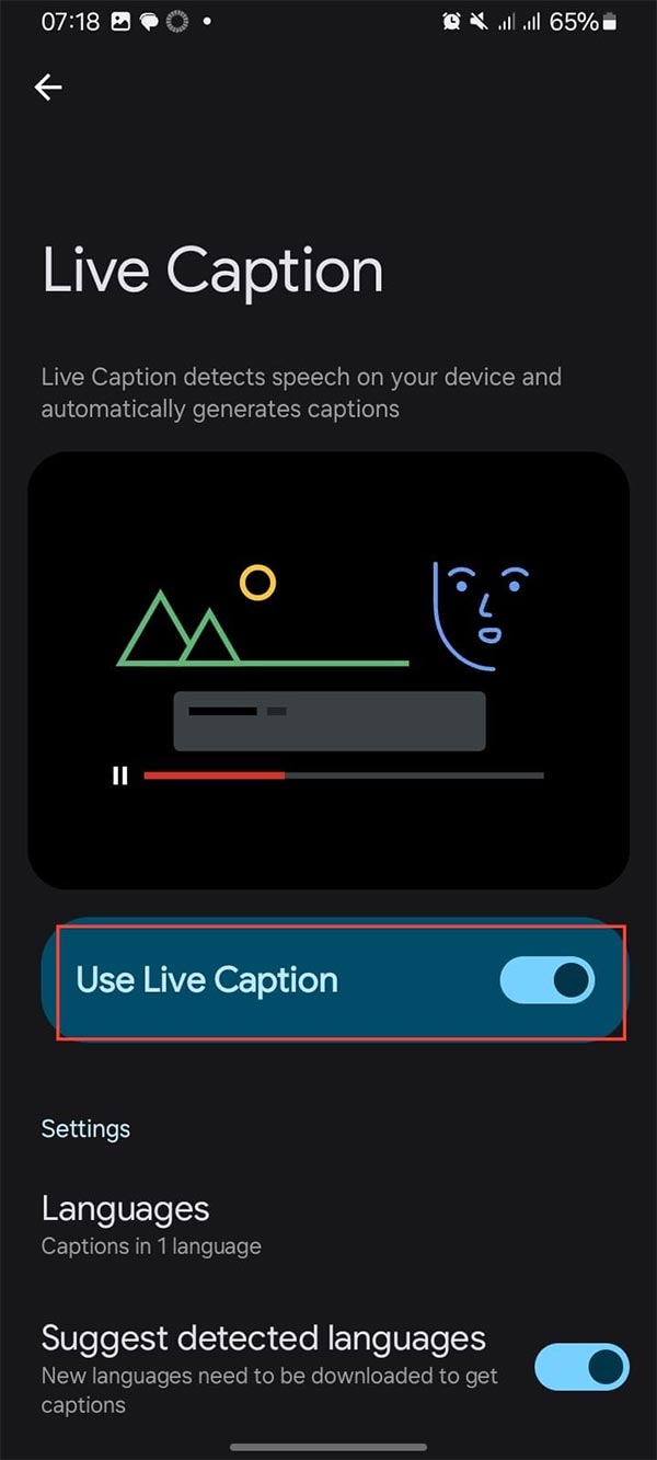 Bật Live Caption trên Android
