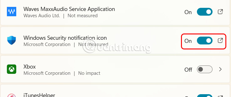 Hiển thị icon Windows Security trên Windows