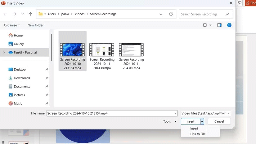 Hộp thoại Insert Video trong PowerPoint