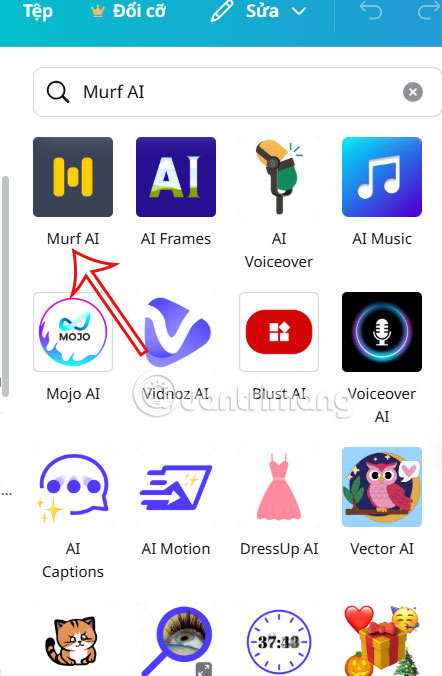 Ứng dụng Murf AI Canva