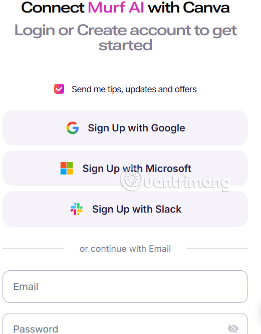 Đăng nhập Murf AI Canva