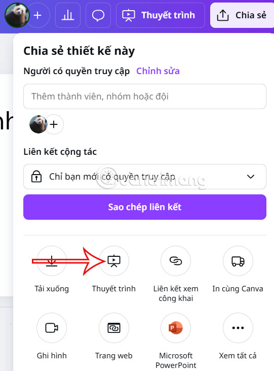 Thuyết trình trong Canva