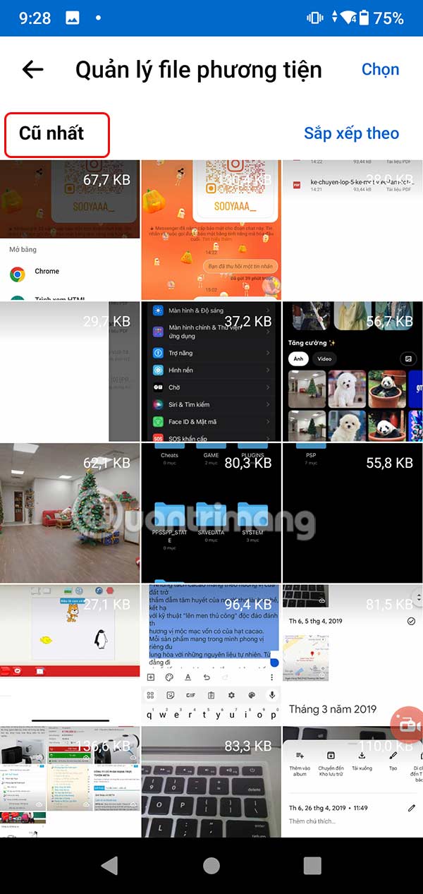Sắp xếp đoạn chat Messenger
