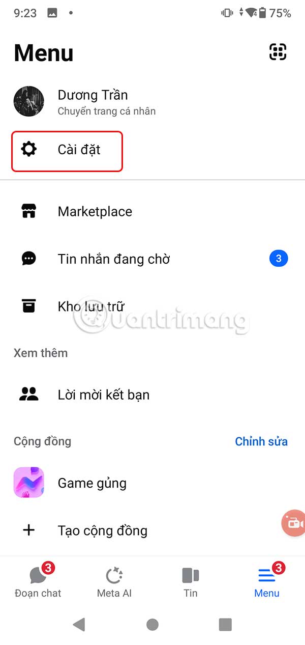 Cài đặt Messenger