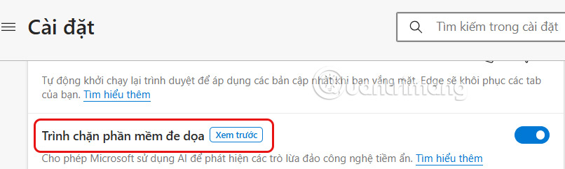 Bật Scareware Blocker trên Edge