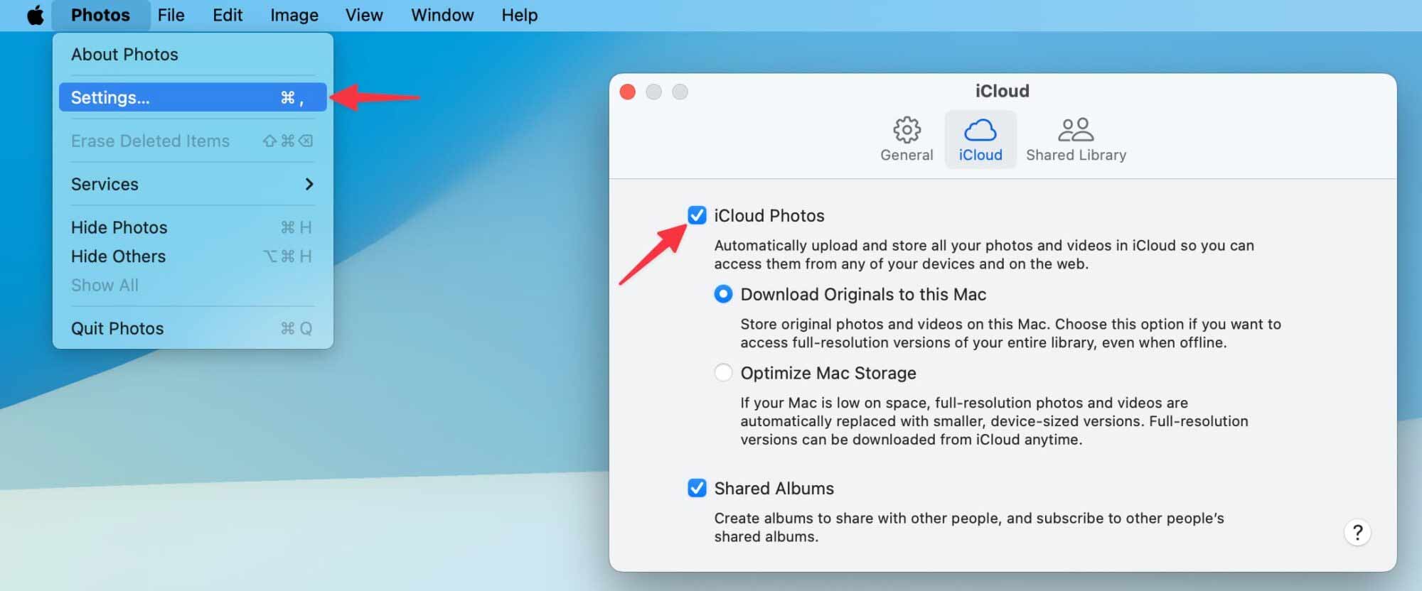 Bật iCloud Photos trên Mac