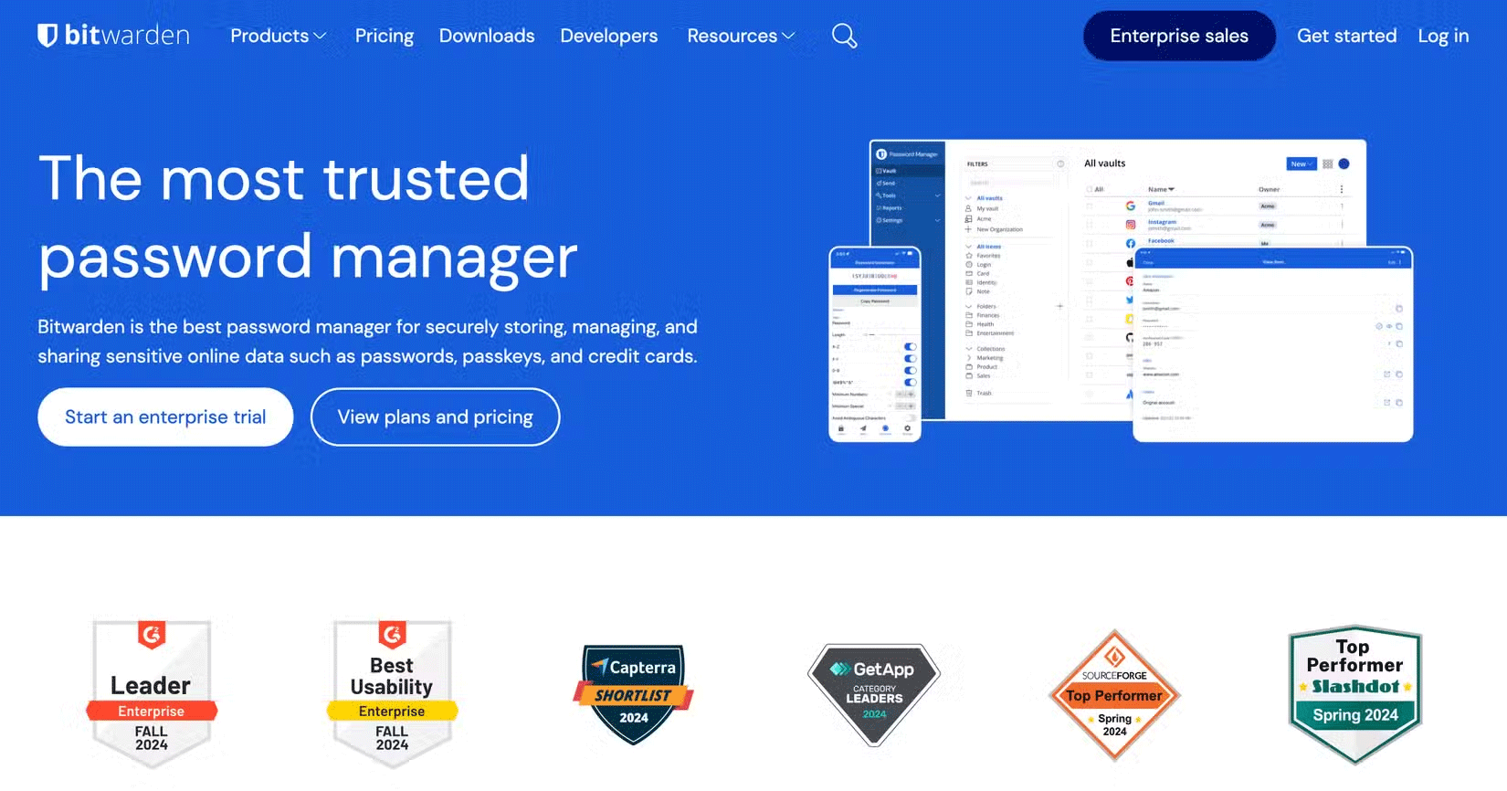 Trang chủ trang web Bitwarden