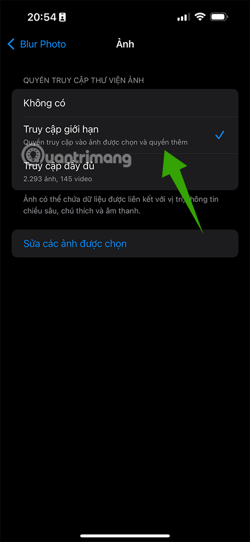 gioi han truy cap album anh