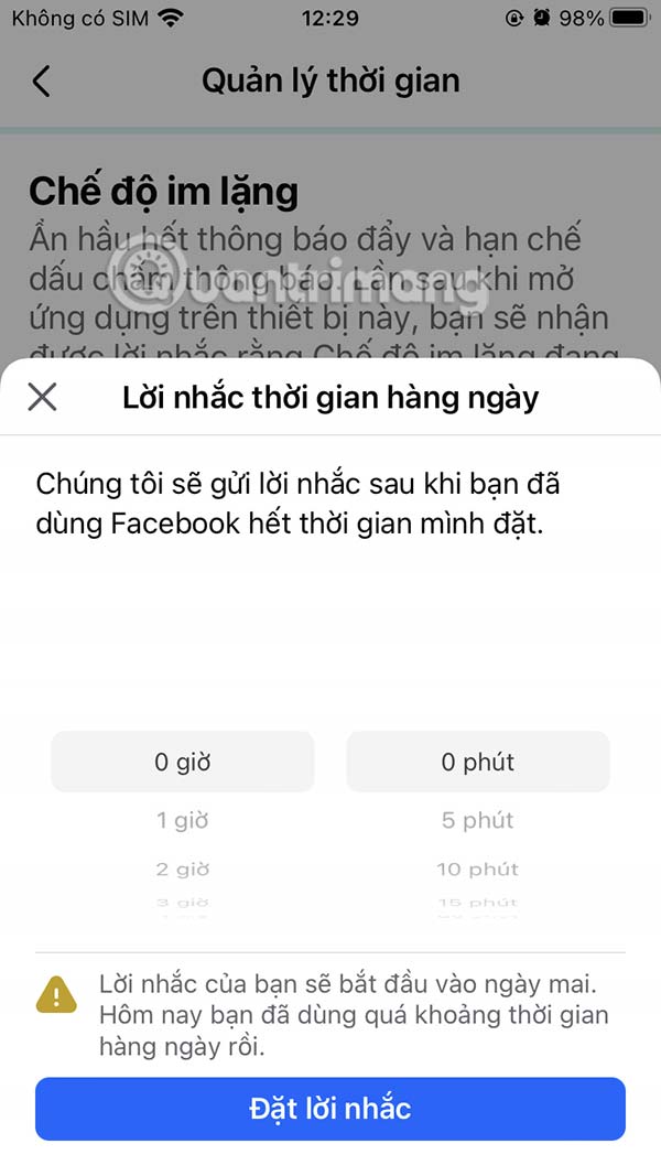 Thời gian sử dụng Facebook