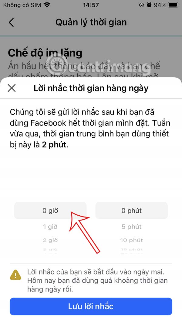 Tắt lời nhắc dùng dùng Facebook
