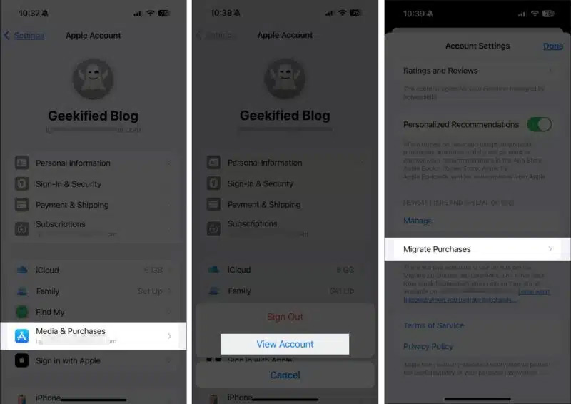 Xem tài khoản Apple