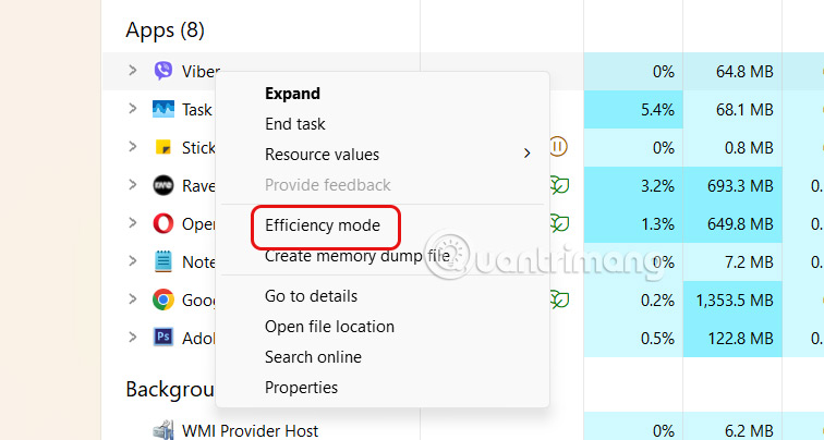 Mở chế độ hiệu quả Task Manager