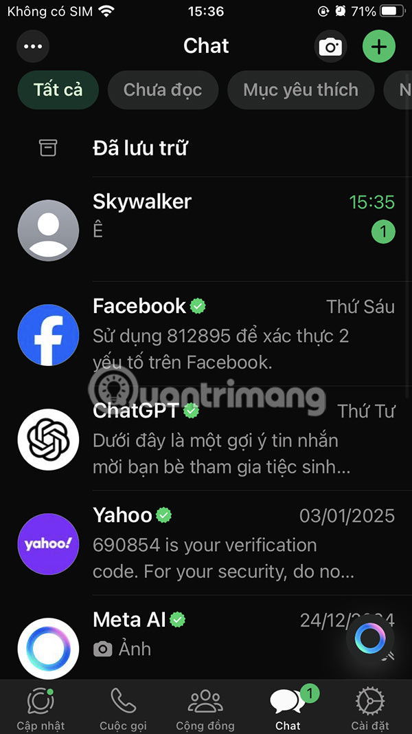 Giao diện WhatsApp