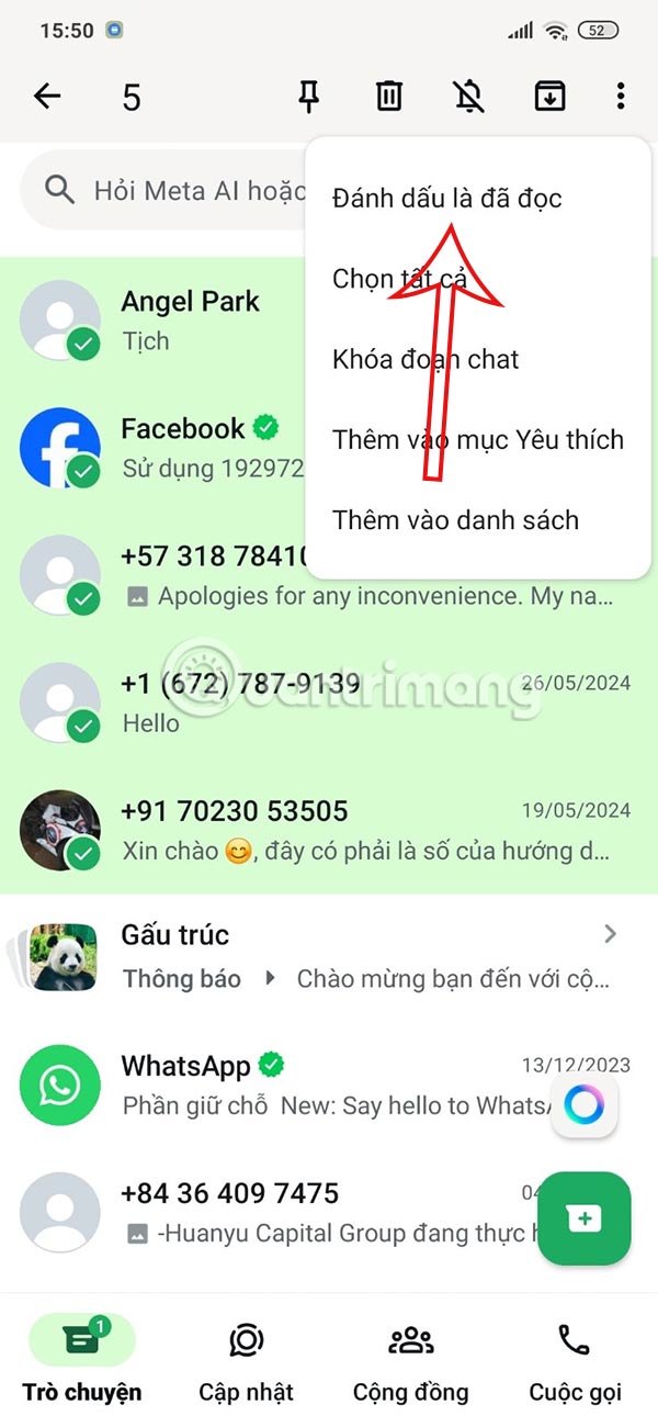 Đã đọc các tin nhắn WhatsApp