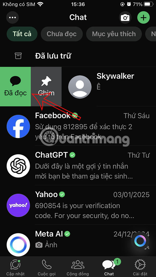 Đã đọc tin nhắn WhatsApp