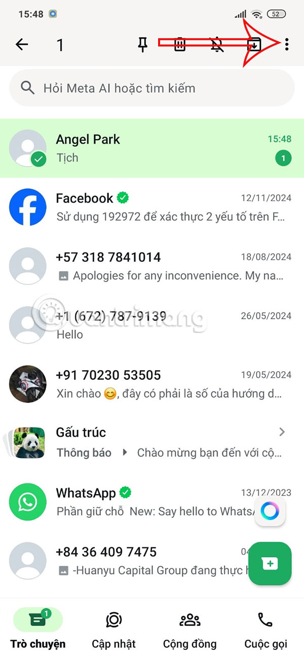 Chọn tin nhắn WhatsApp chưa đọc