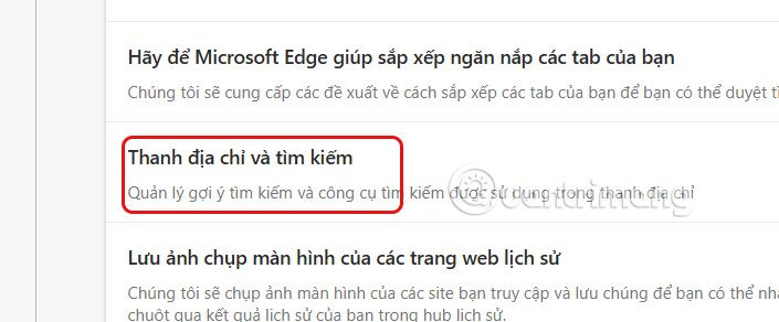 Thanh địa chỉ trên Edge 