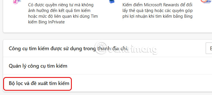 Cách tắt bộ lọc tìm kiếm trên thanh địa chỉ Edge