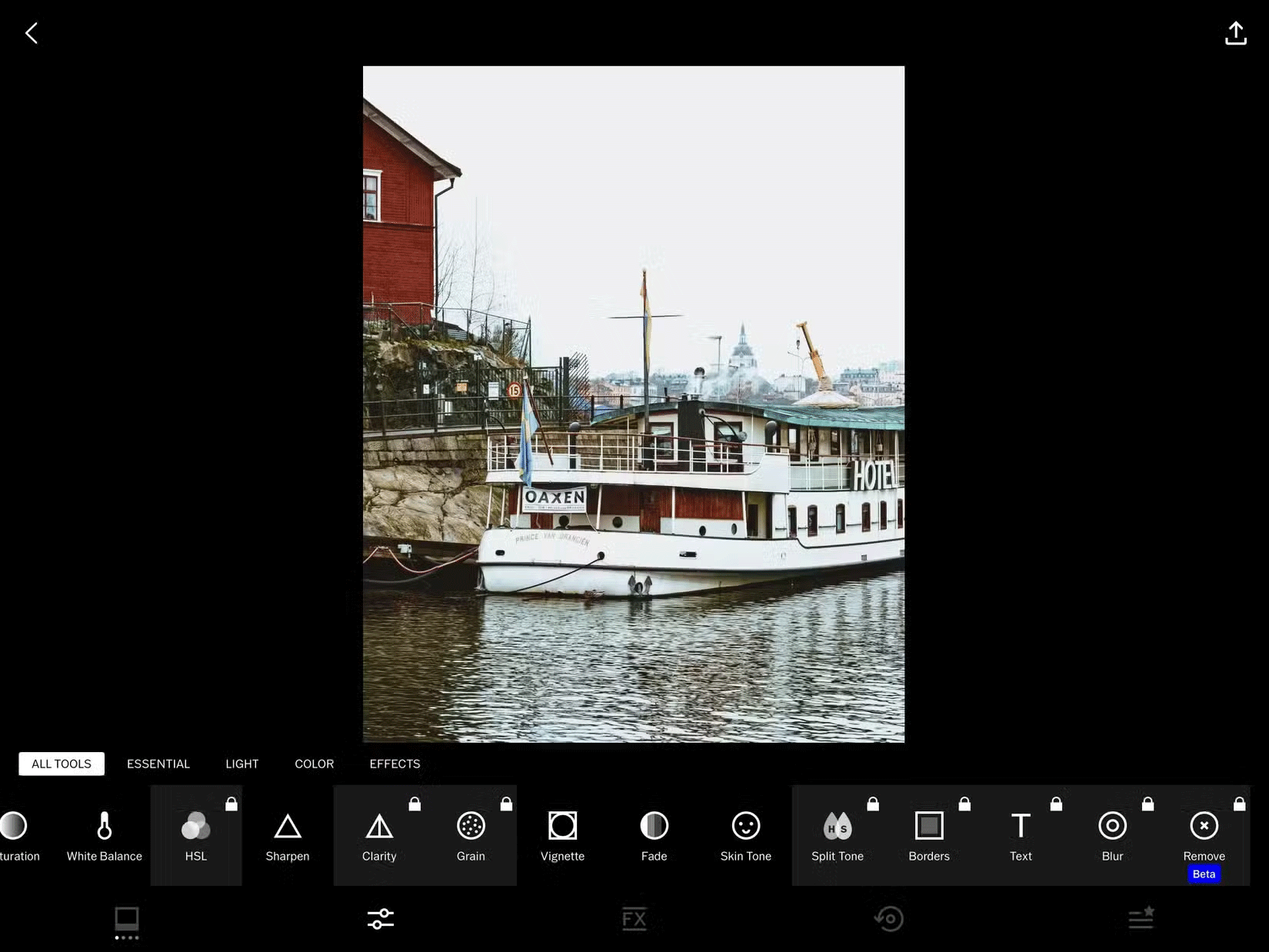 Danh sách các tính năng trong ứng dụng VSCO dành cho iPad