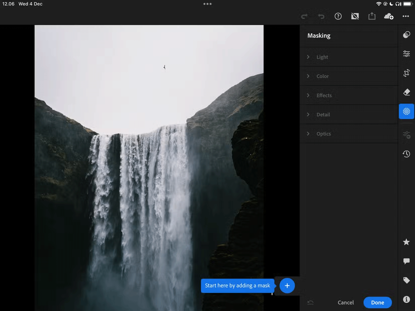 Chọn từ các phiên bản khác nhau trong ứng dụng Lightroom CC