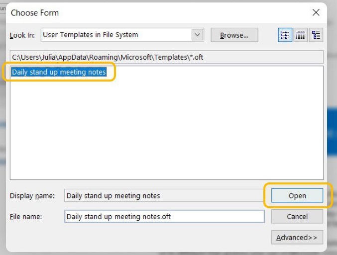 Dùng mẫu email Outlook máy tính