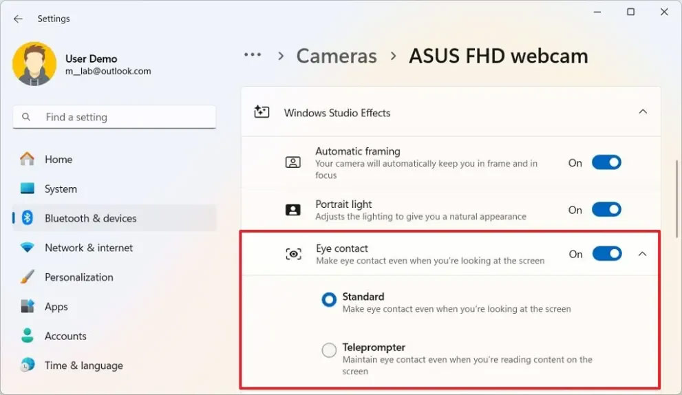 Filter camera trên Windows 11